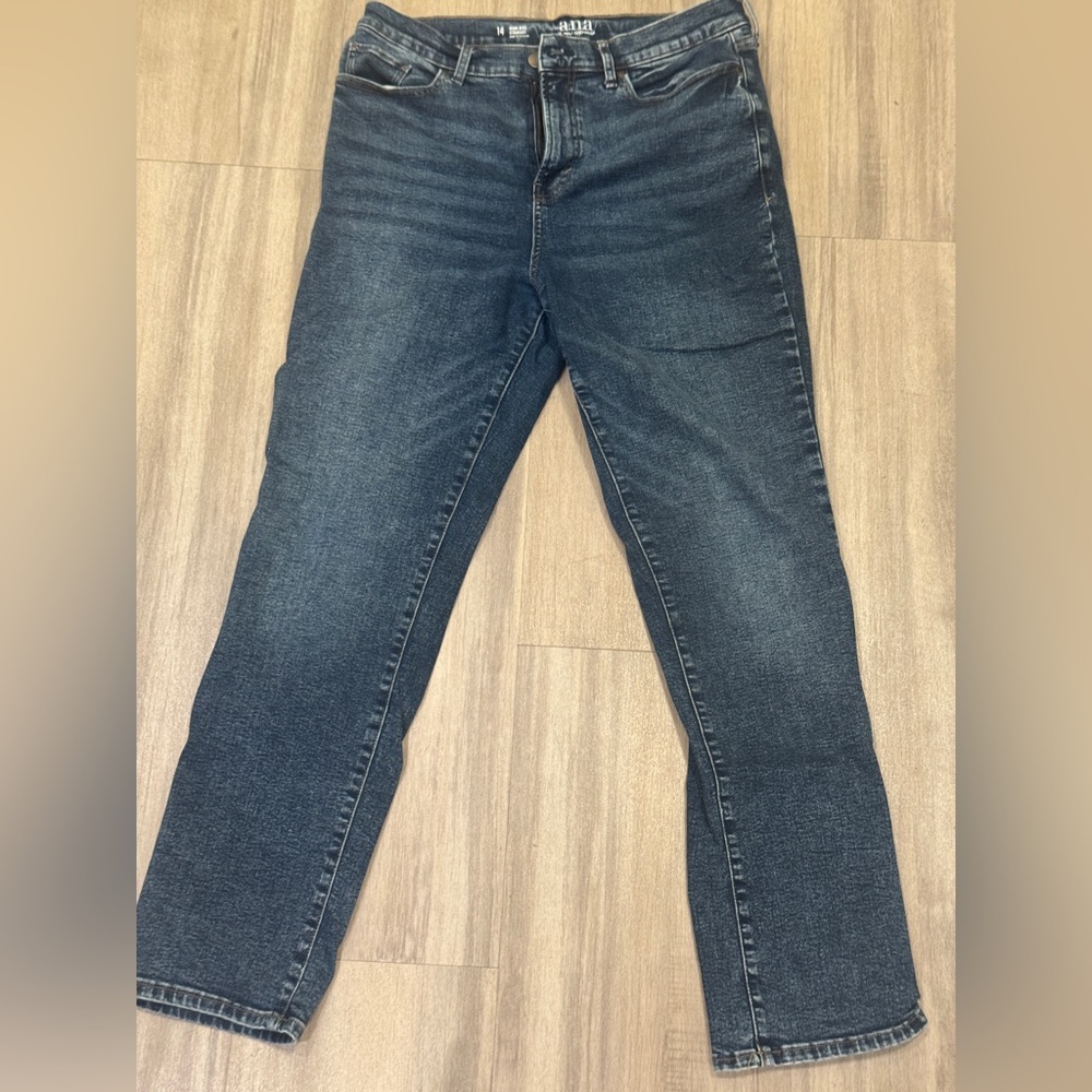 Ana High Rise Straight Dark Blue Denim Jeans